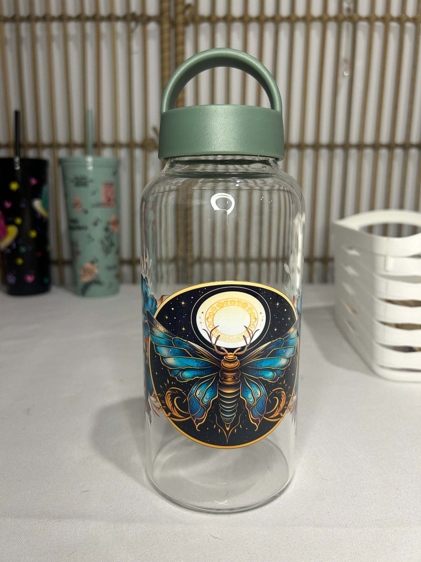 Majestic Moth Glass Bottle